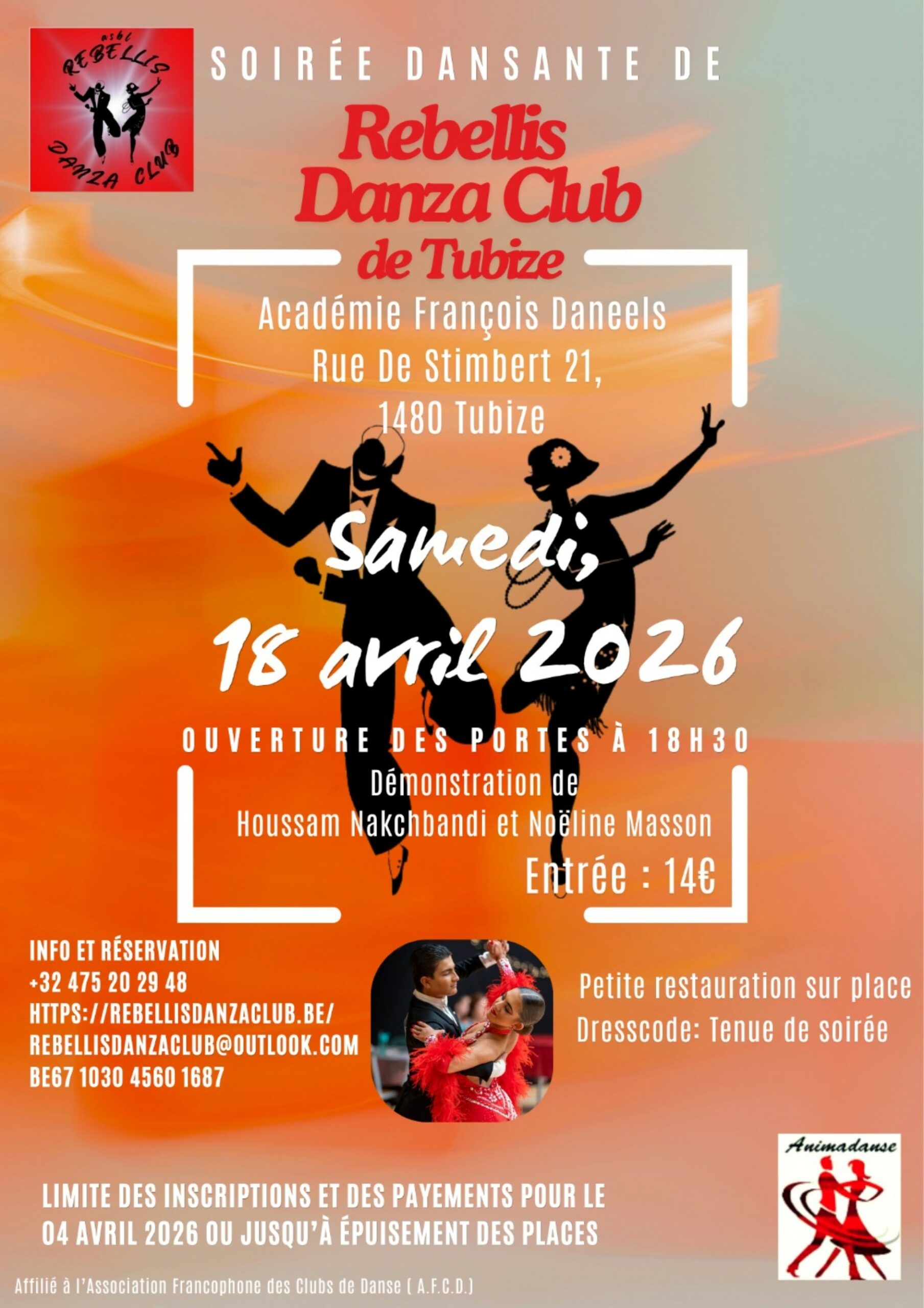 Soirée dansante REBELLIS 18 avril 2026